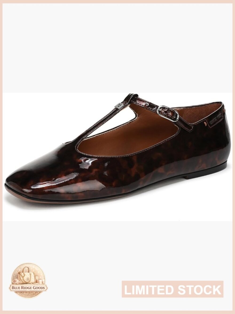 Patent Mary Jane Flats with Buckle Closure - Round Toe